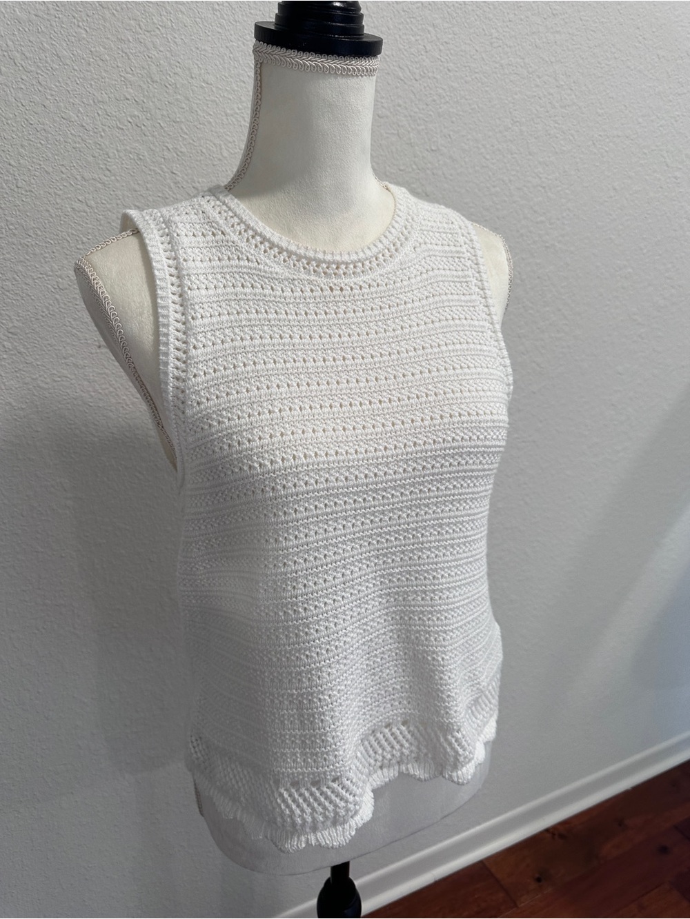 J. Crew Factory White Crochet Knit Sleeveless Top